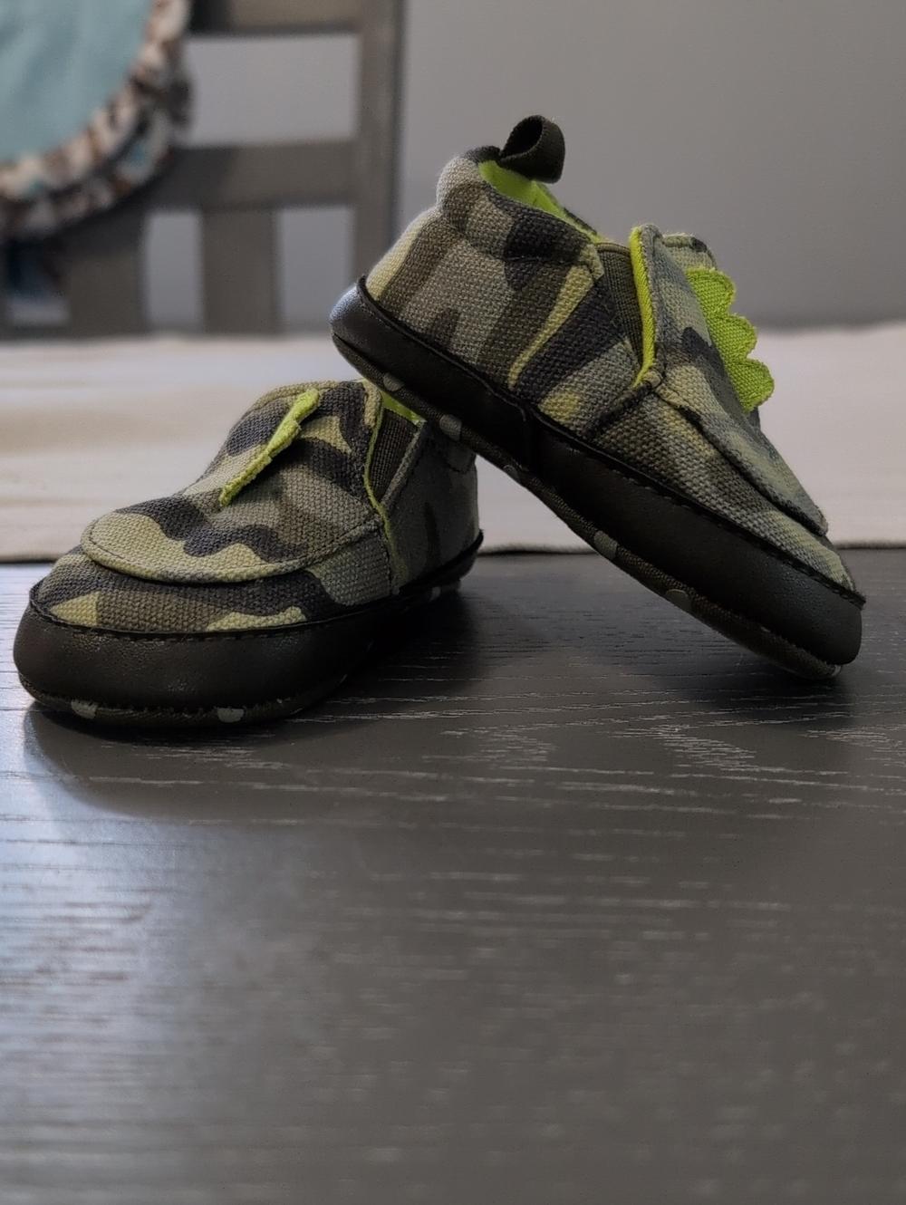 Kids Camouflage Slip-On Shoes in Green